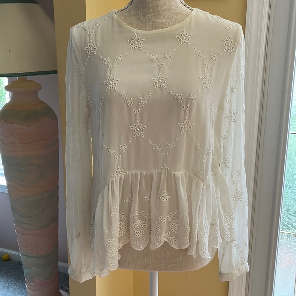 Zara lace Blouse, cream, size M
